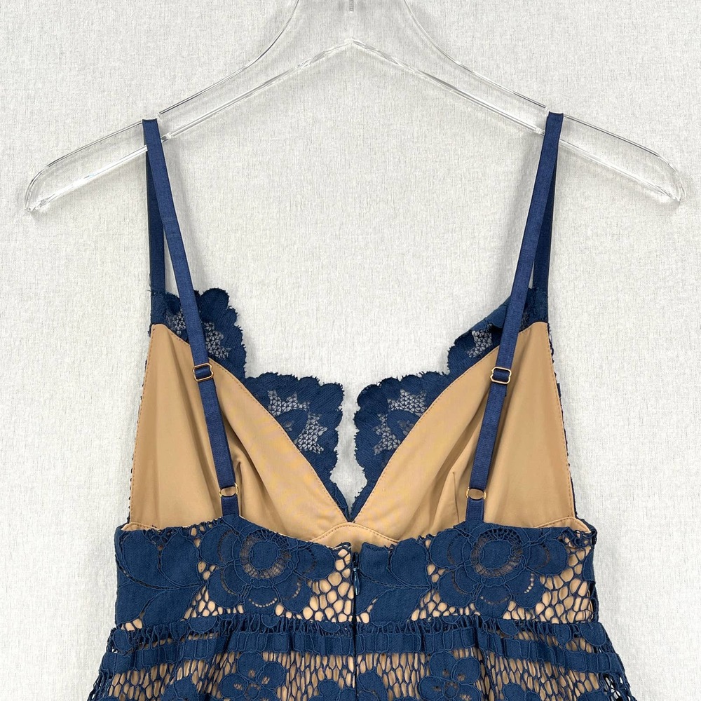 FOR LOVE & LEMONS Gianna Lace Midi Dress Womens XS Blue Bodysuit Bodycon - Picture 5 of 12